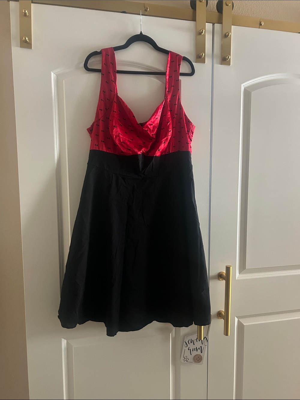 Torrid Black and red bow patterned swing/ retro dress